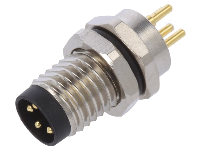 Connector: M8; mannelijk; PIN: 4; recht; voor paneel; contact; 3A Connector: M8; mannelijk; PIN: 4; recht; voor paneel; contact; 3A